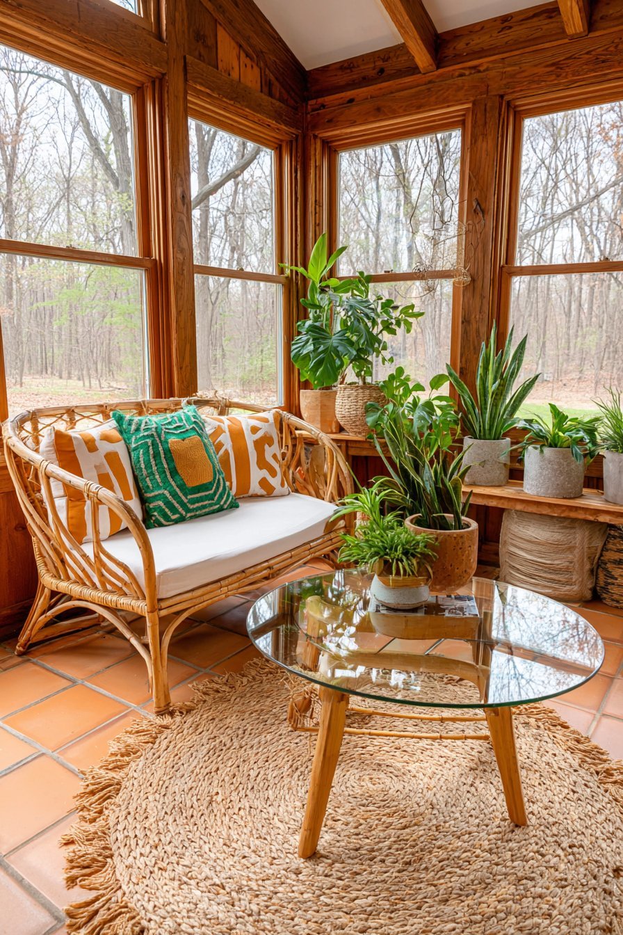 Bright Sunroom with Vintage Wicker
