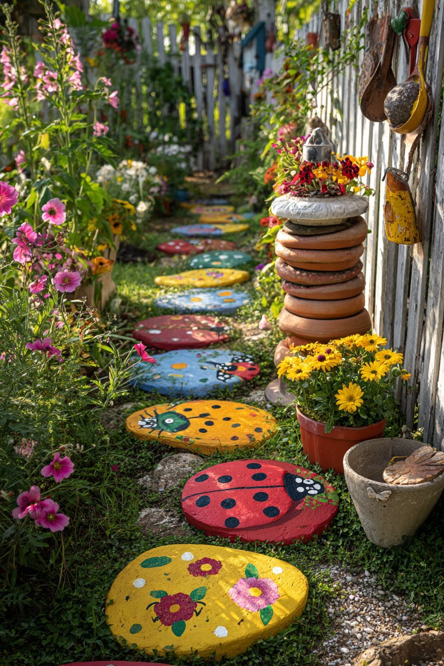 Hand-Painted Stepping Stone Path