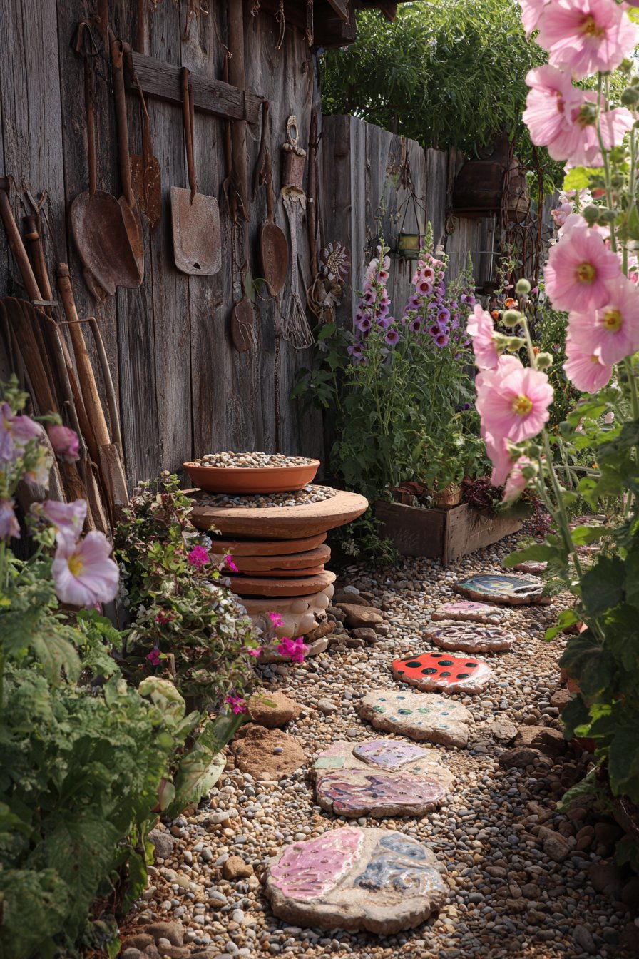 Hand-Painted Stepping Stone Path