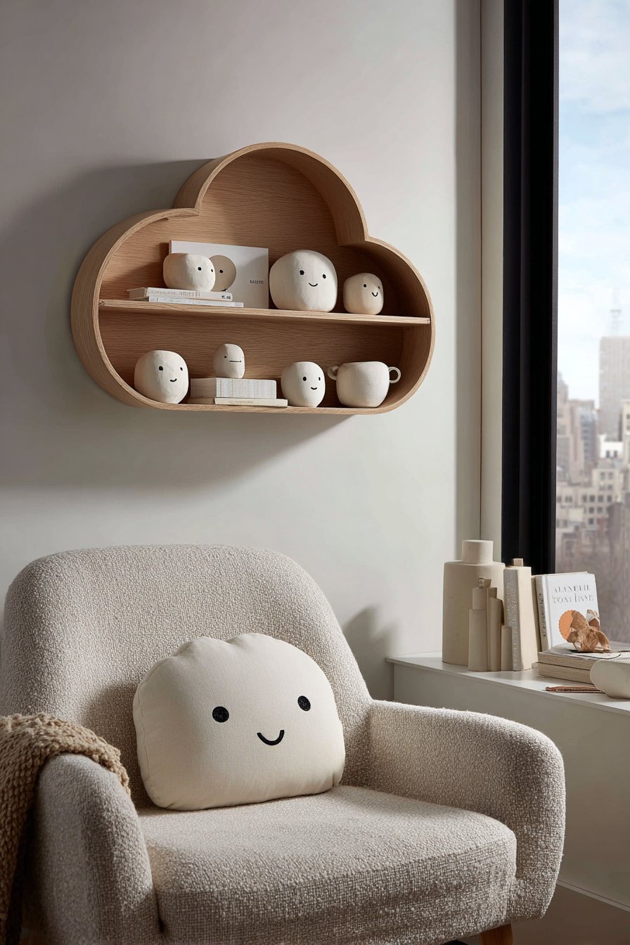 Contemporary Nursery Cloud Shelf