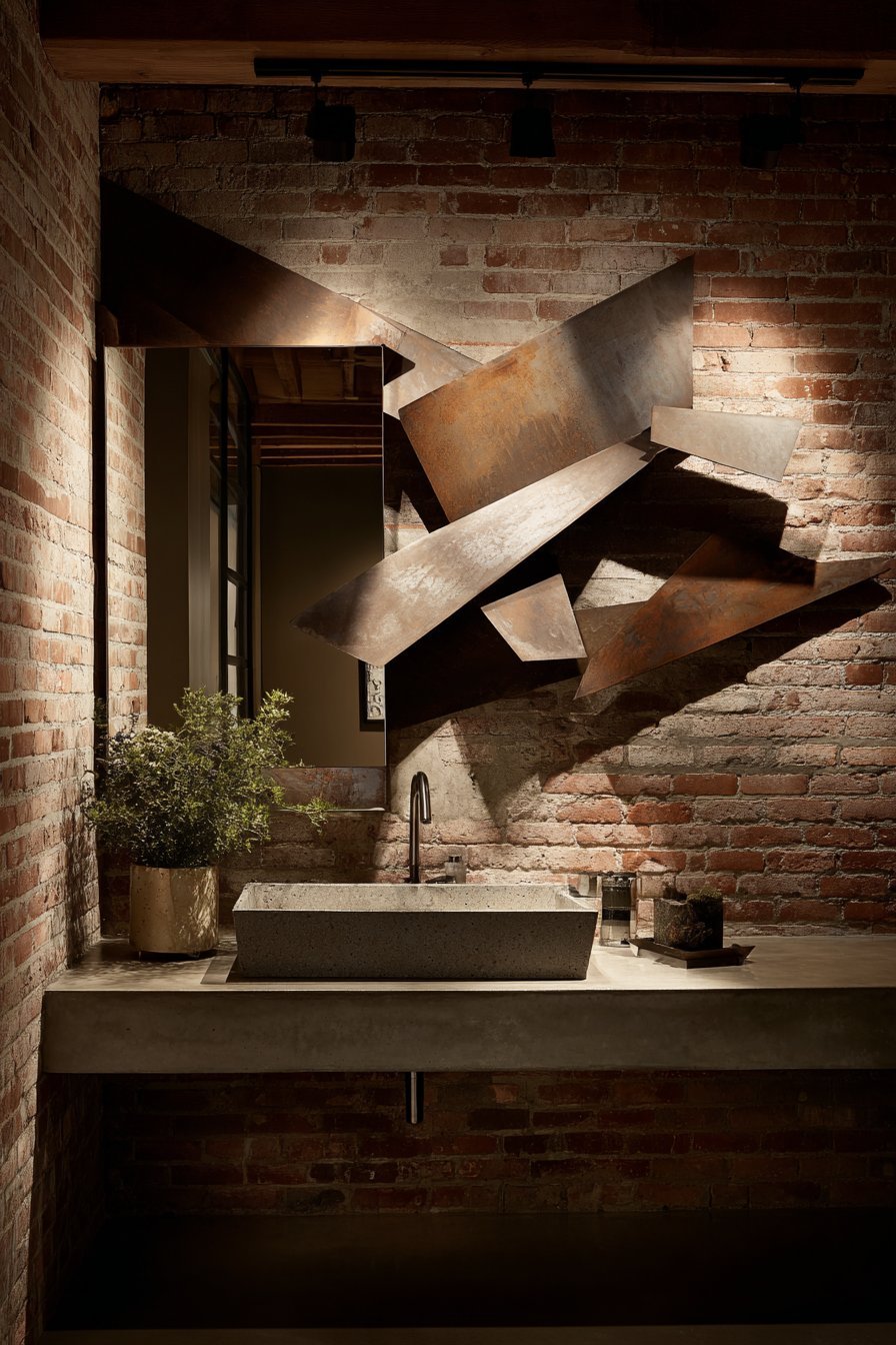 Industrial Metal Geometric Wall Sculpture