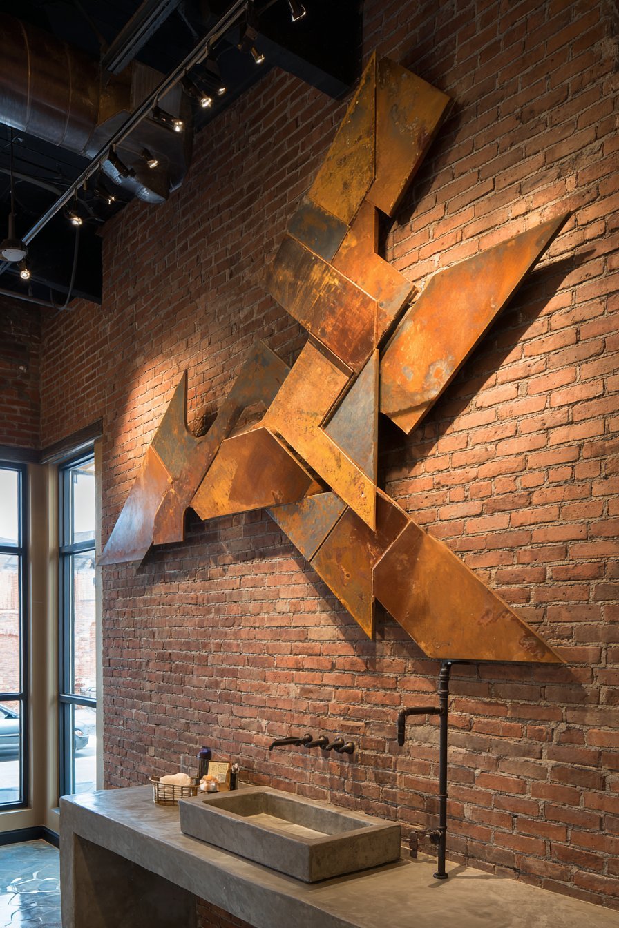 Industrial Metal Geometric Wall Sculpture