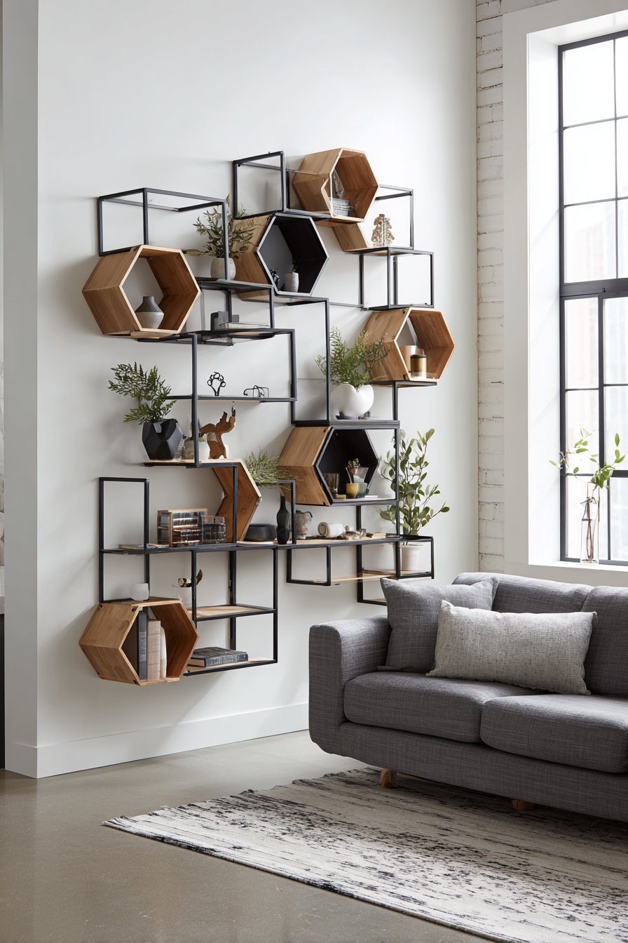 Modern Modular Hexagonal Shelving