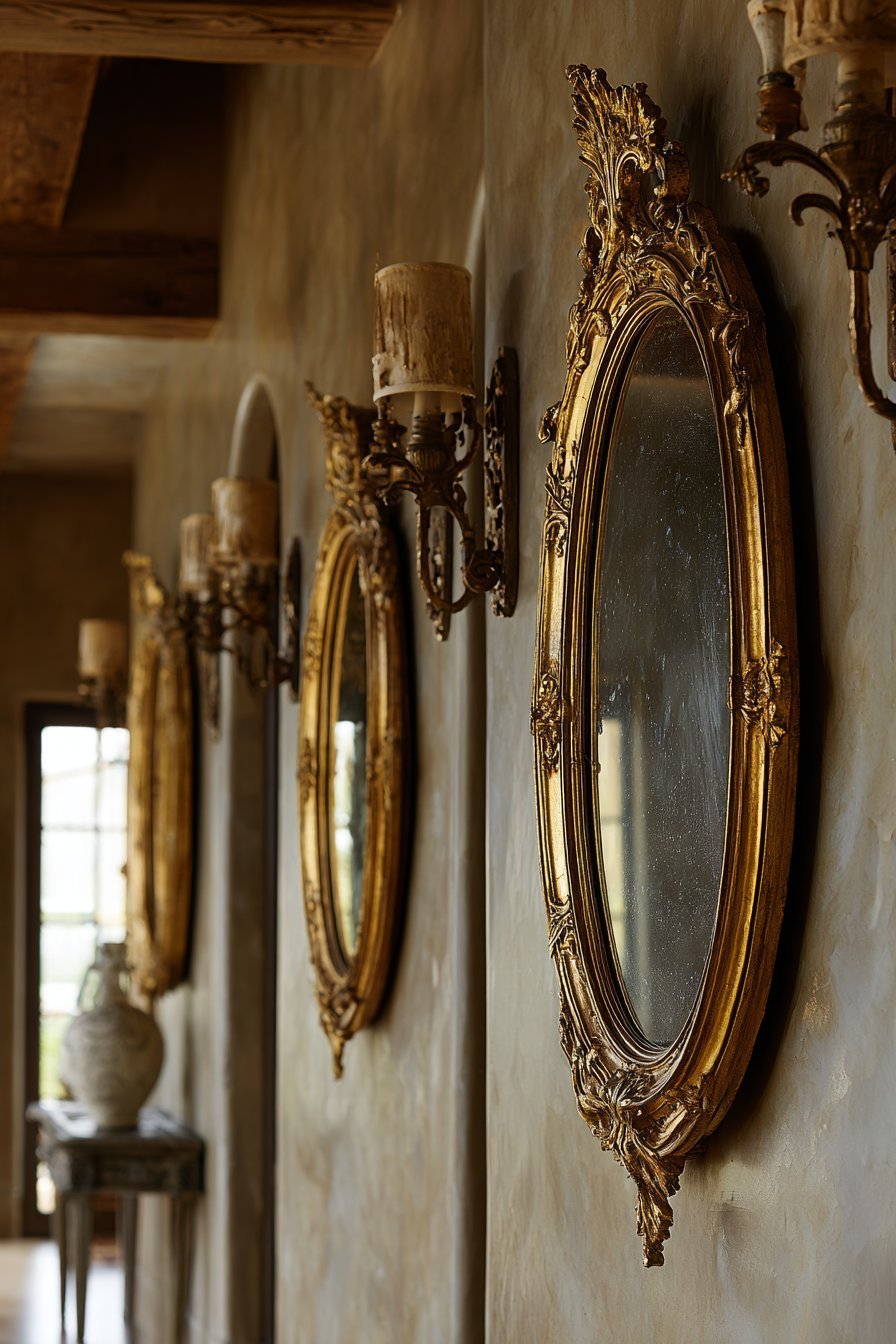 Antique Gilt Mirror Column