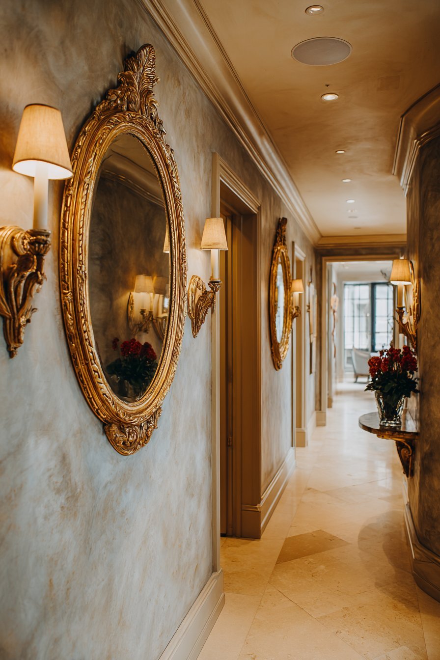 Antique Gilt Mirror Column