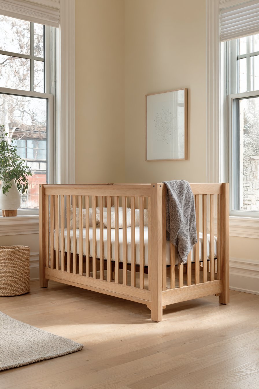 Natural Wood Crib Warmth and Safety