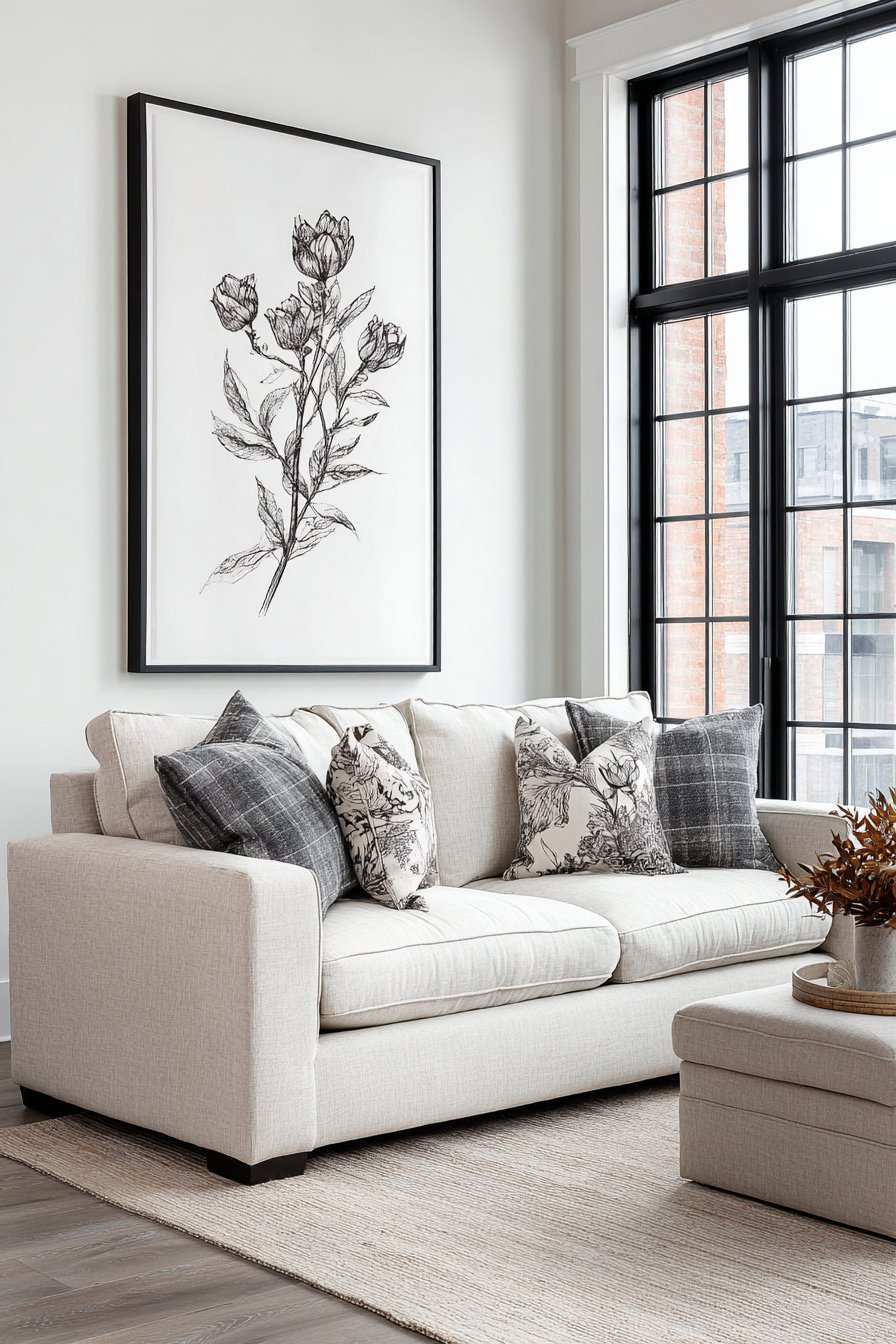 Transitional Botanical Print Display