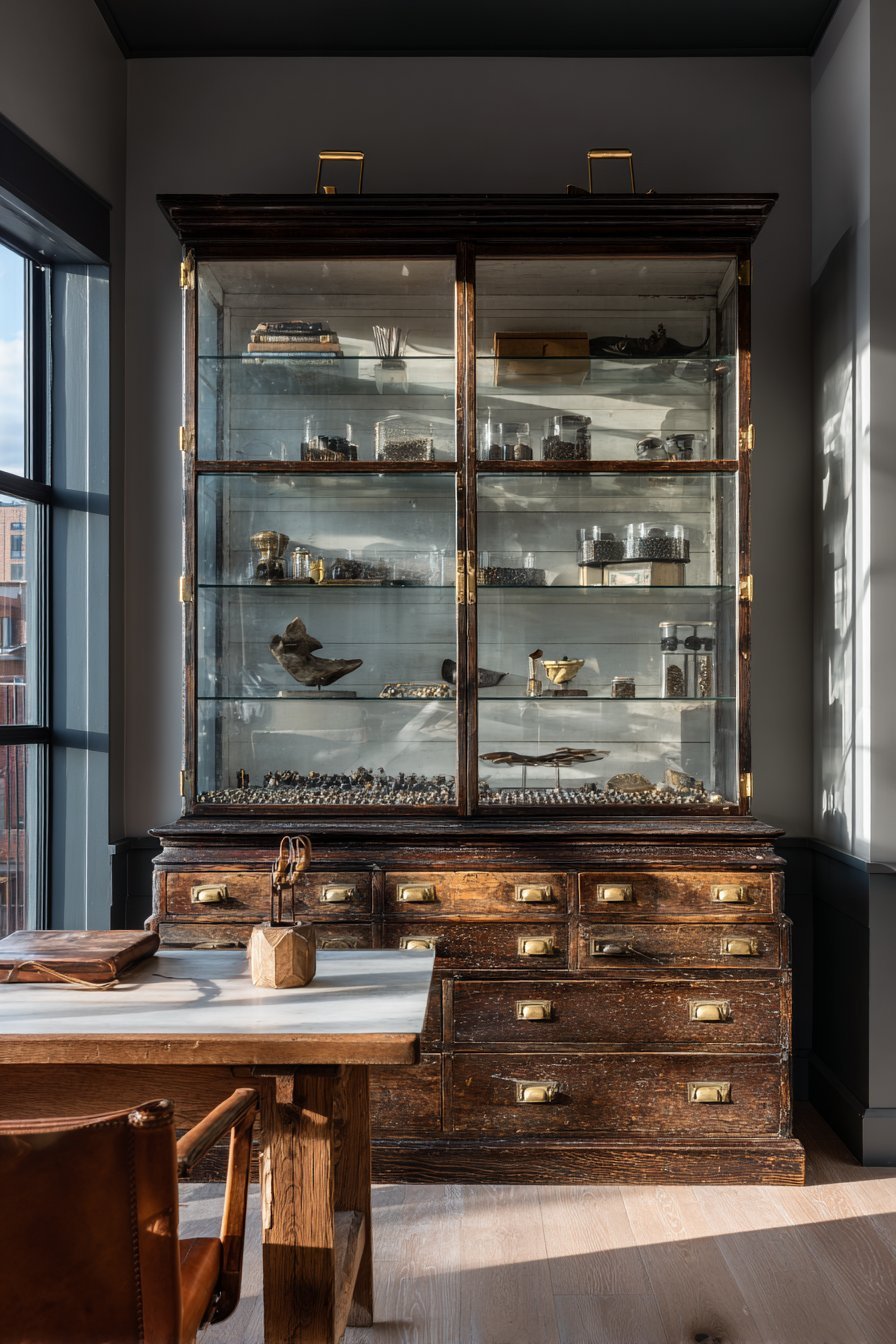 Antique Apothecary Cabinet Display Wall
