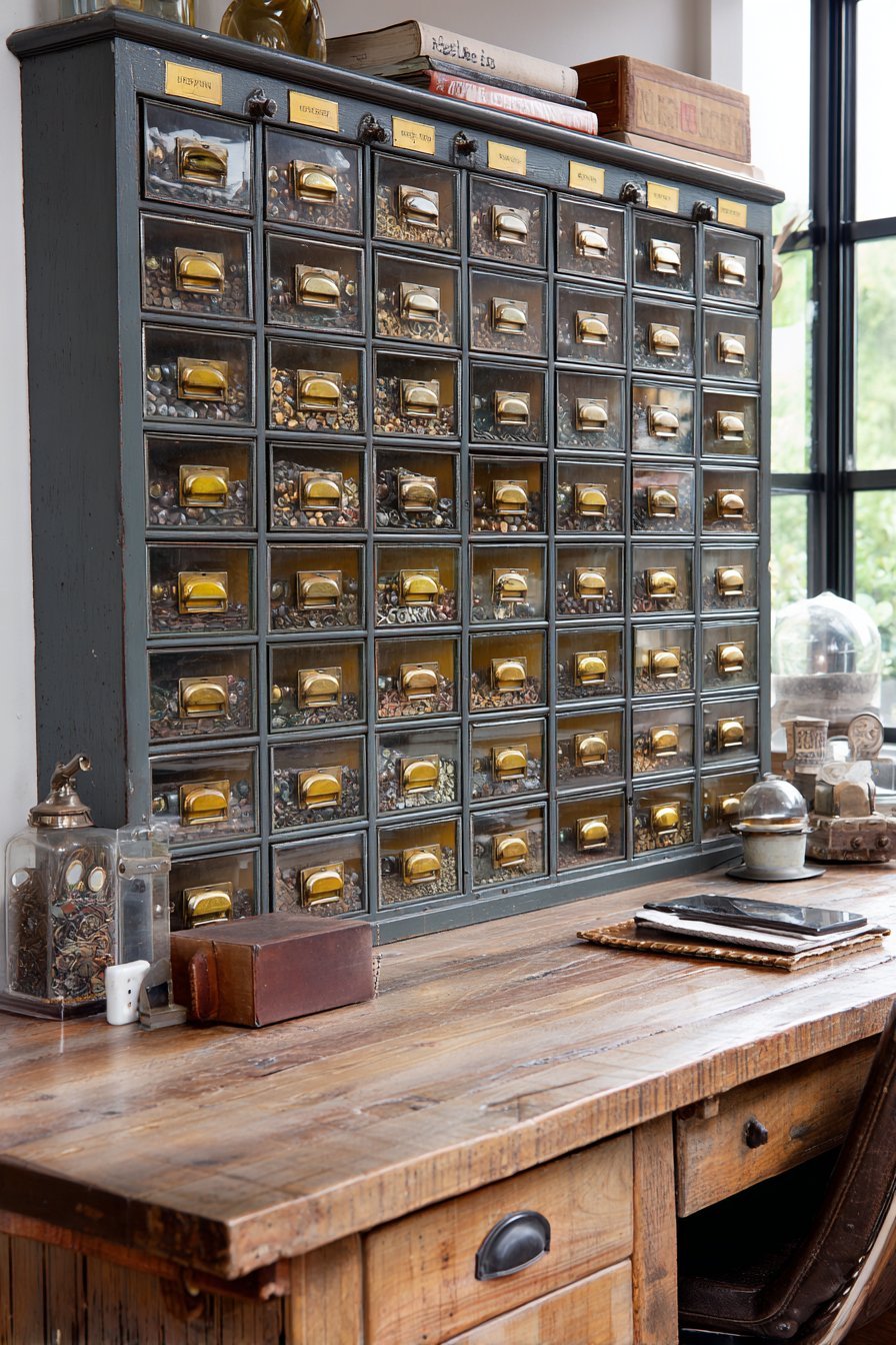 Antique Apothecary Cabinet Display Wall