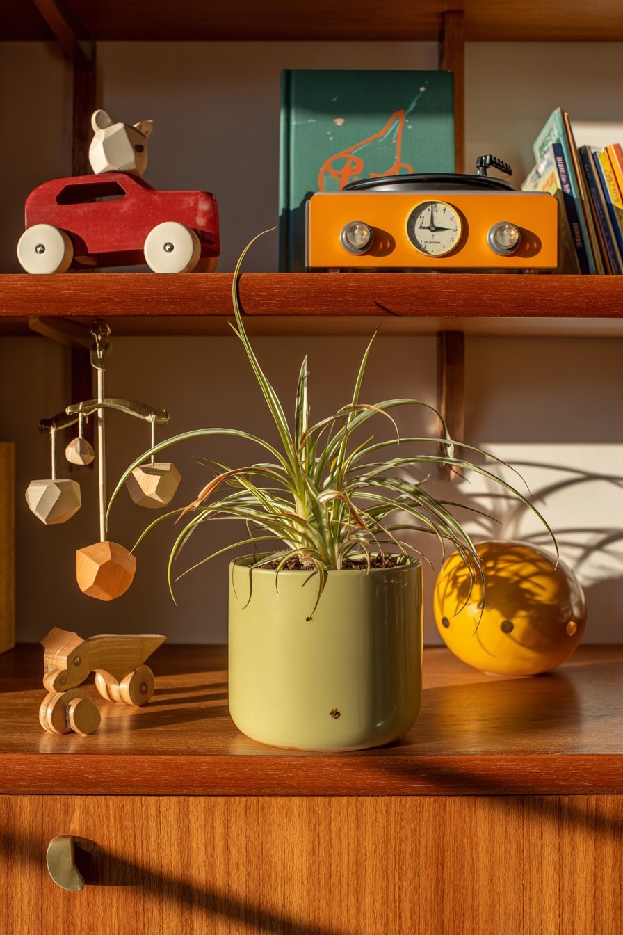 Mid-Century Modern Teak Shelves with Retro Elements