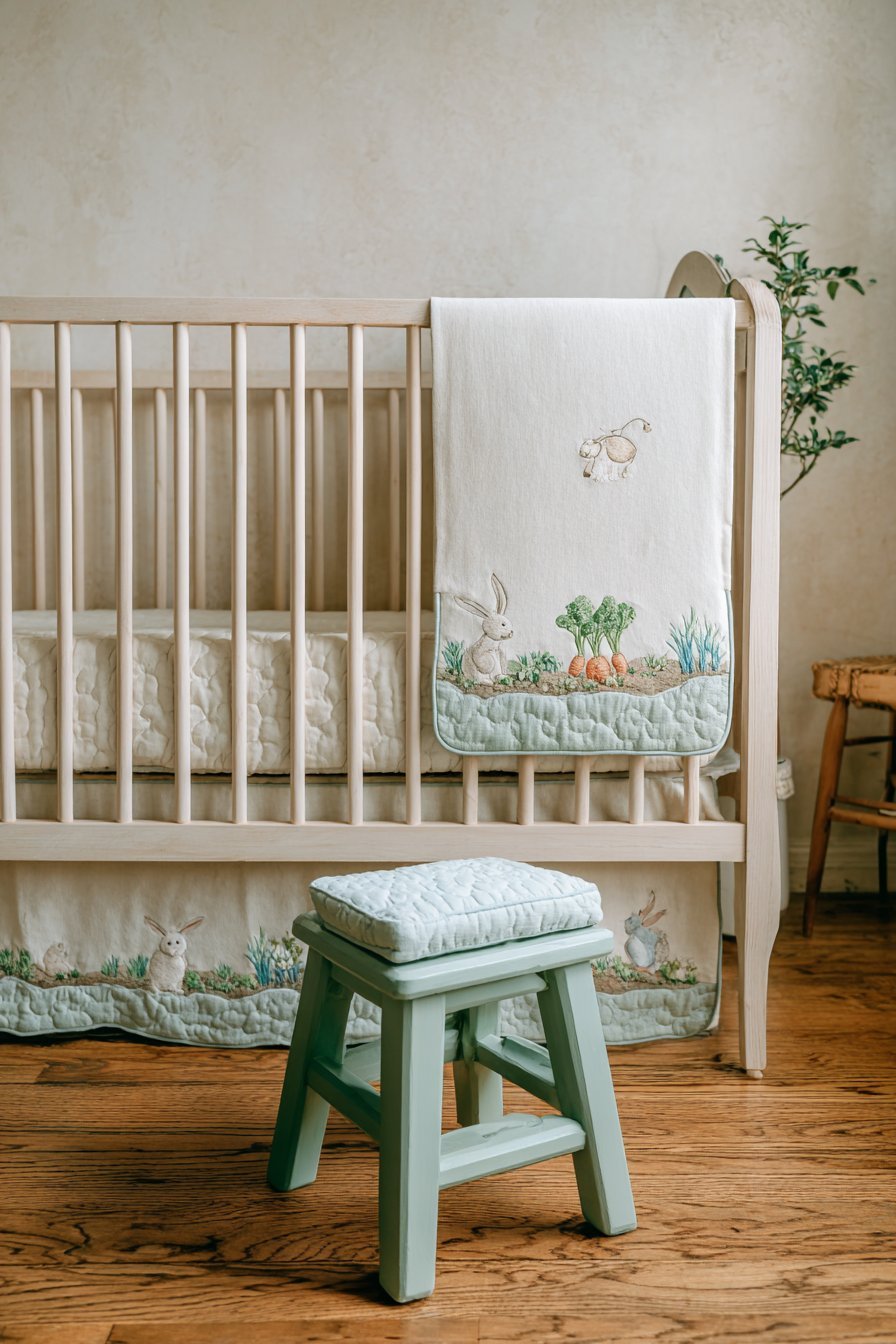 Exquisite Hand-Embroidered Crib Textiles