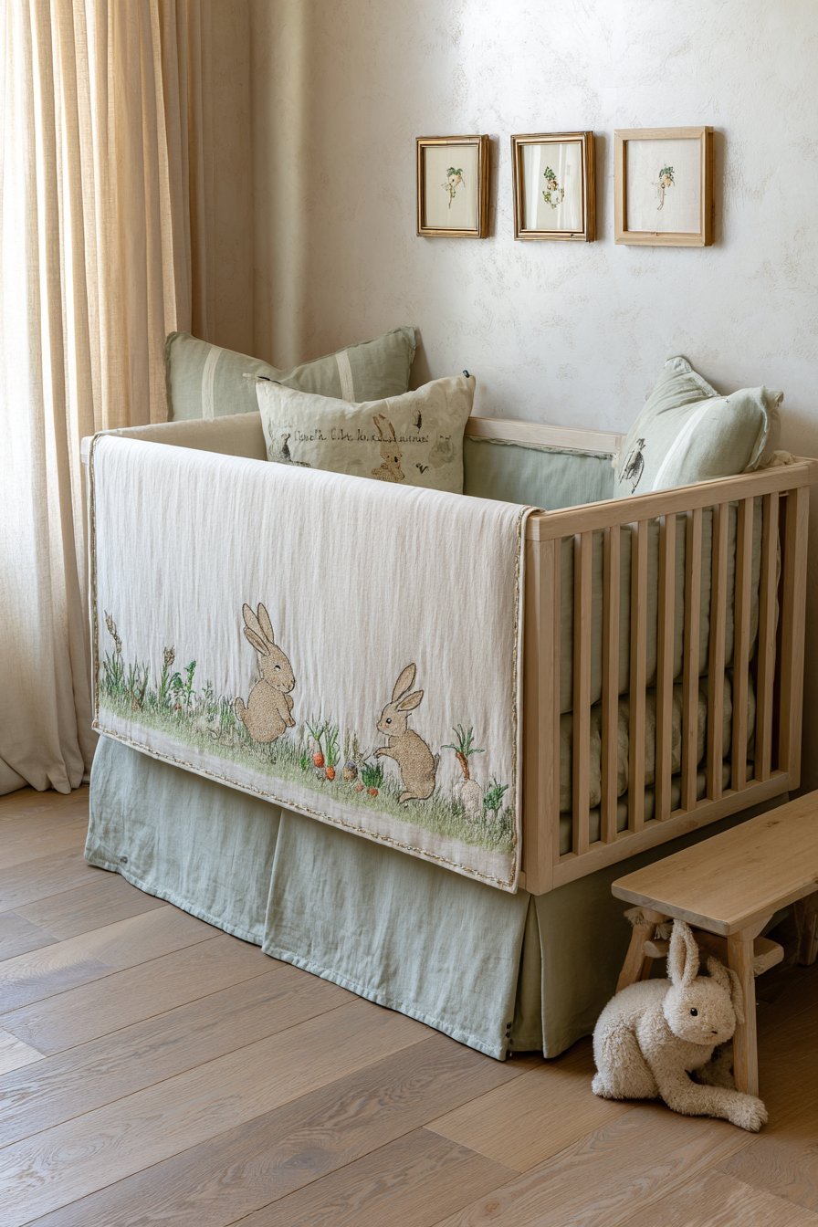 Exquisite Hand-Embroidered Crib Textiles