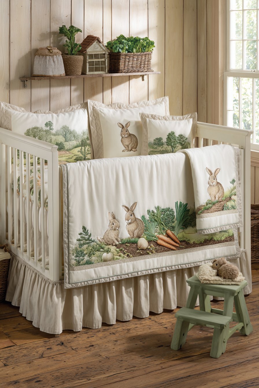 Exquisite Hand-Embroidered Crib Textiles