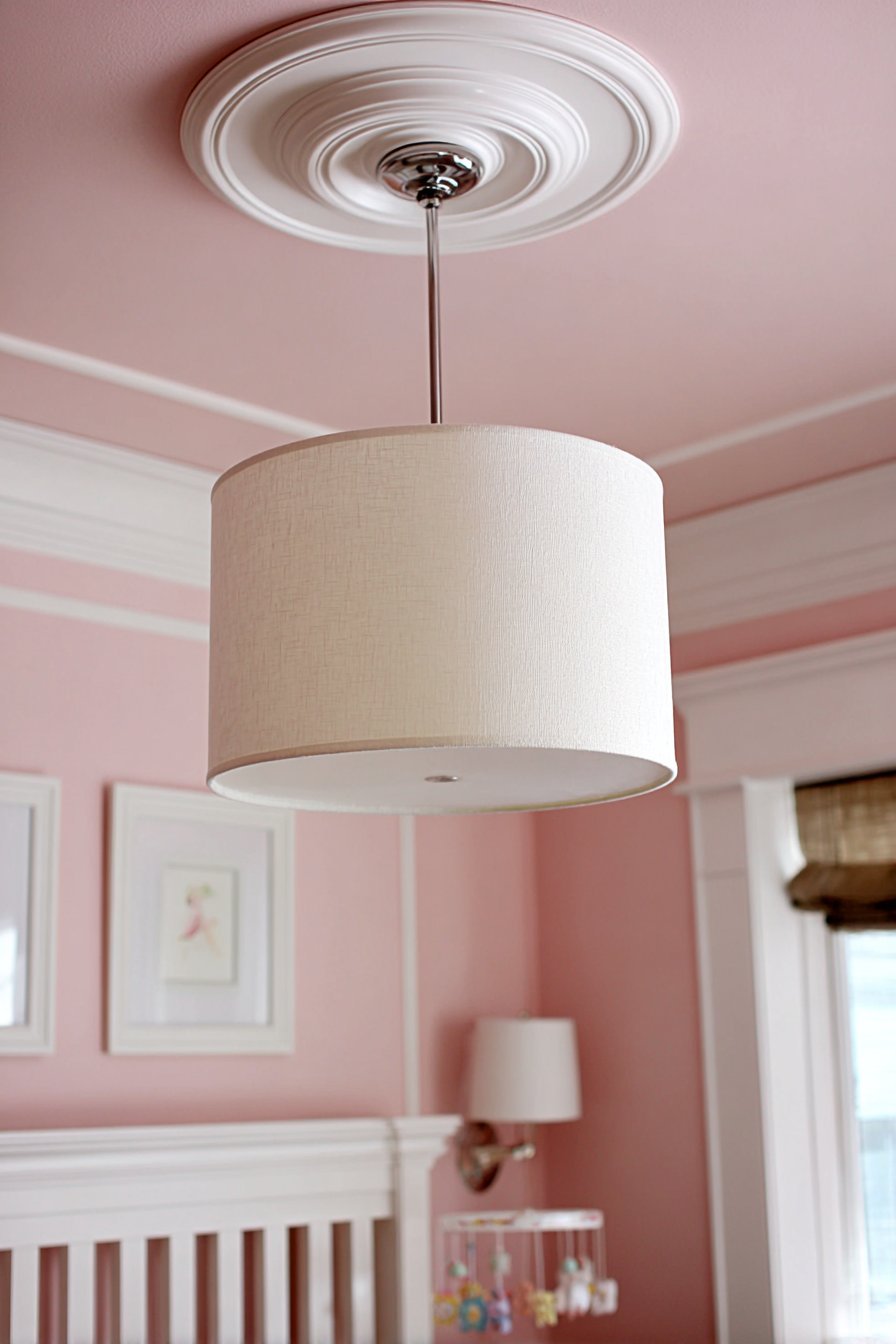 Enveloping Blush Pink Ceiling Design