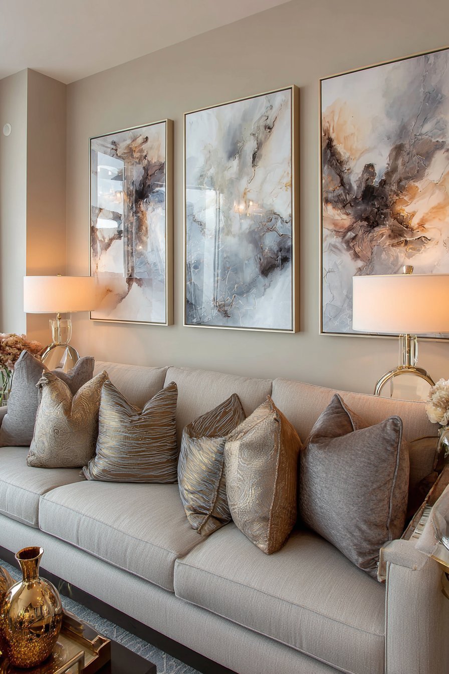 Transitional Abstract Triptych Arrangement