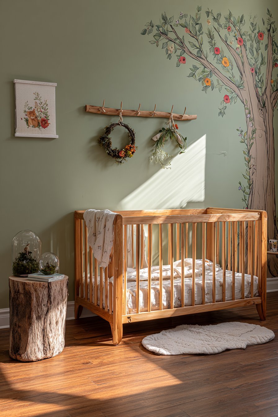 Woodland Flowers with Tree Mural