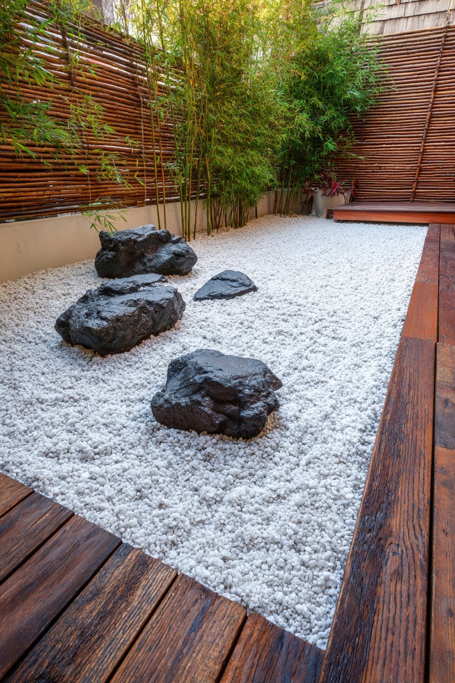 Minimalist White Gravel Zen Garden
