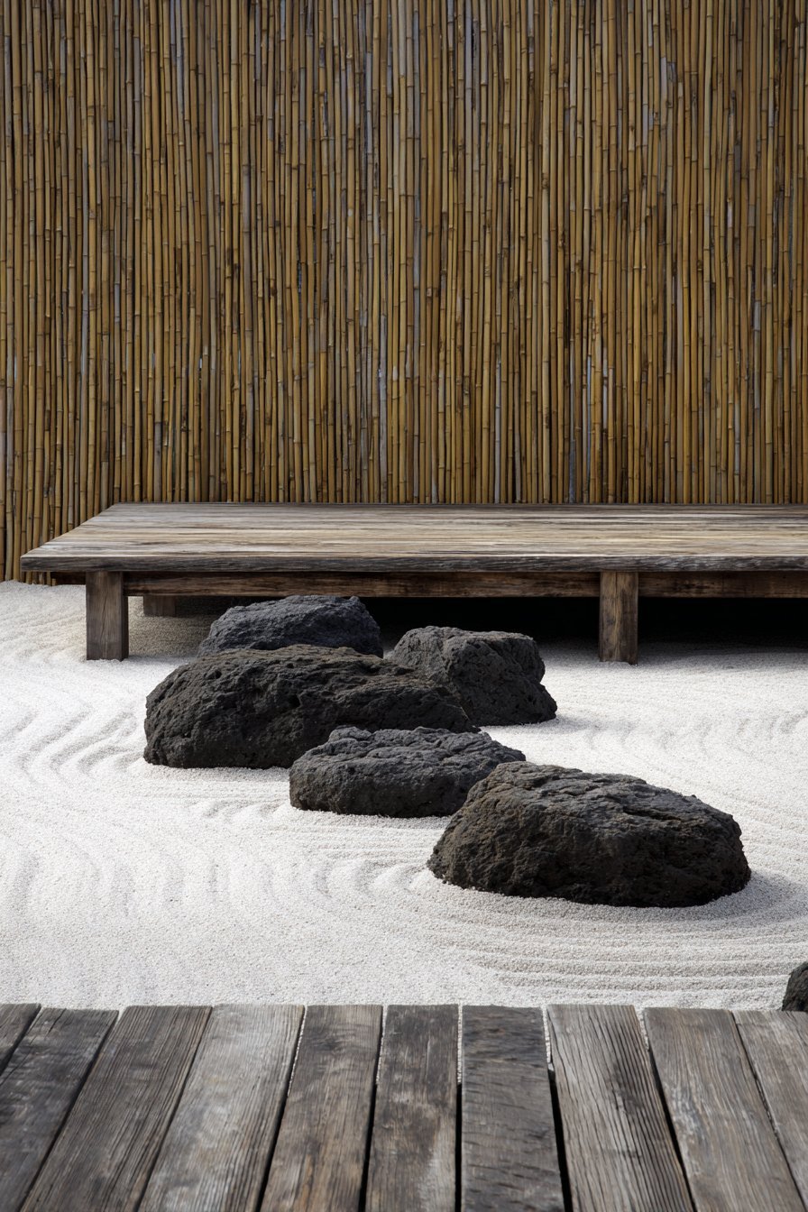 Minimalist White Gravel Zen Garden