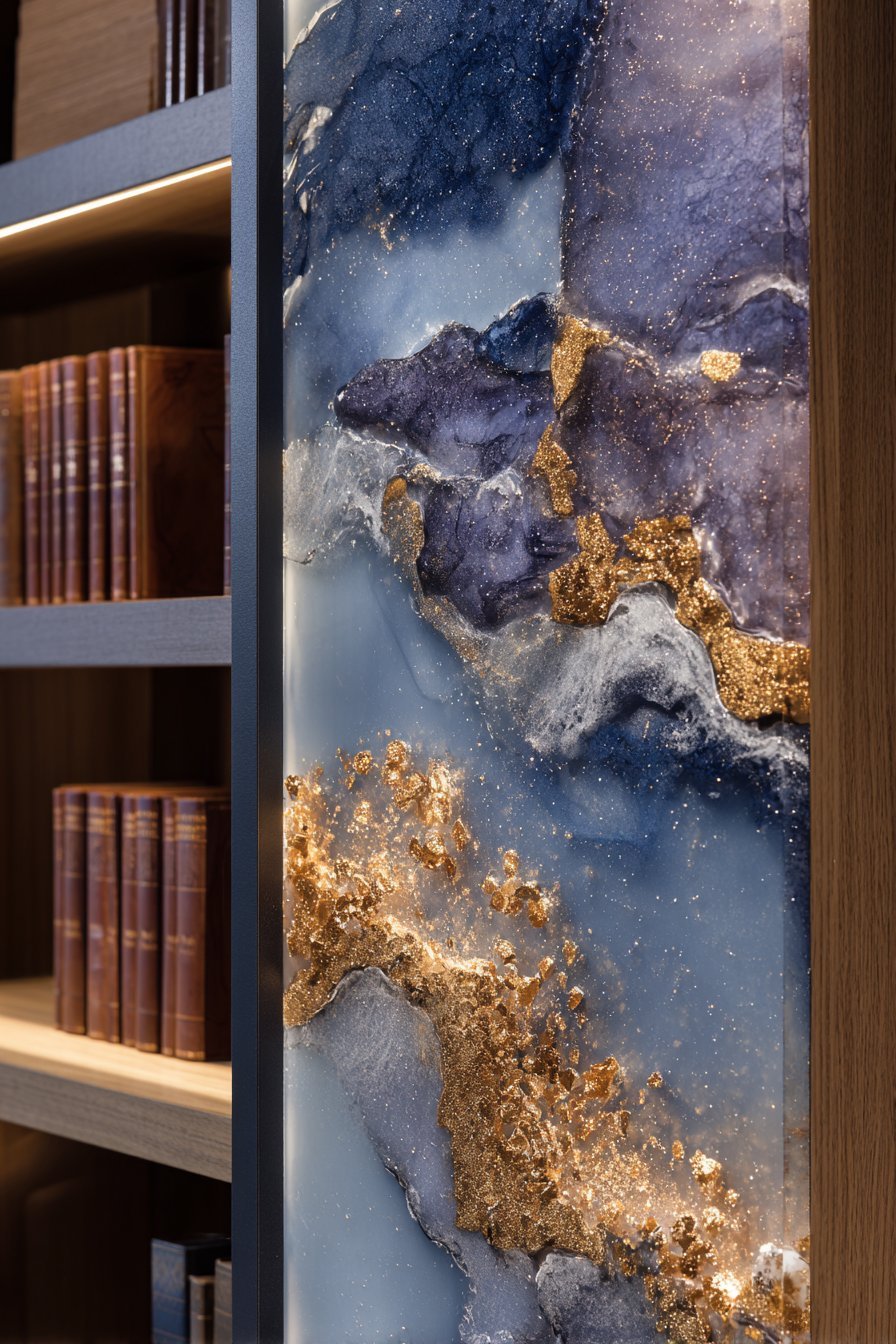 Abstract Resin Art with Gold Leaf