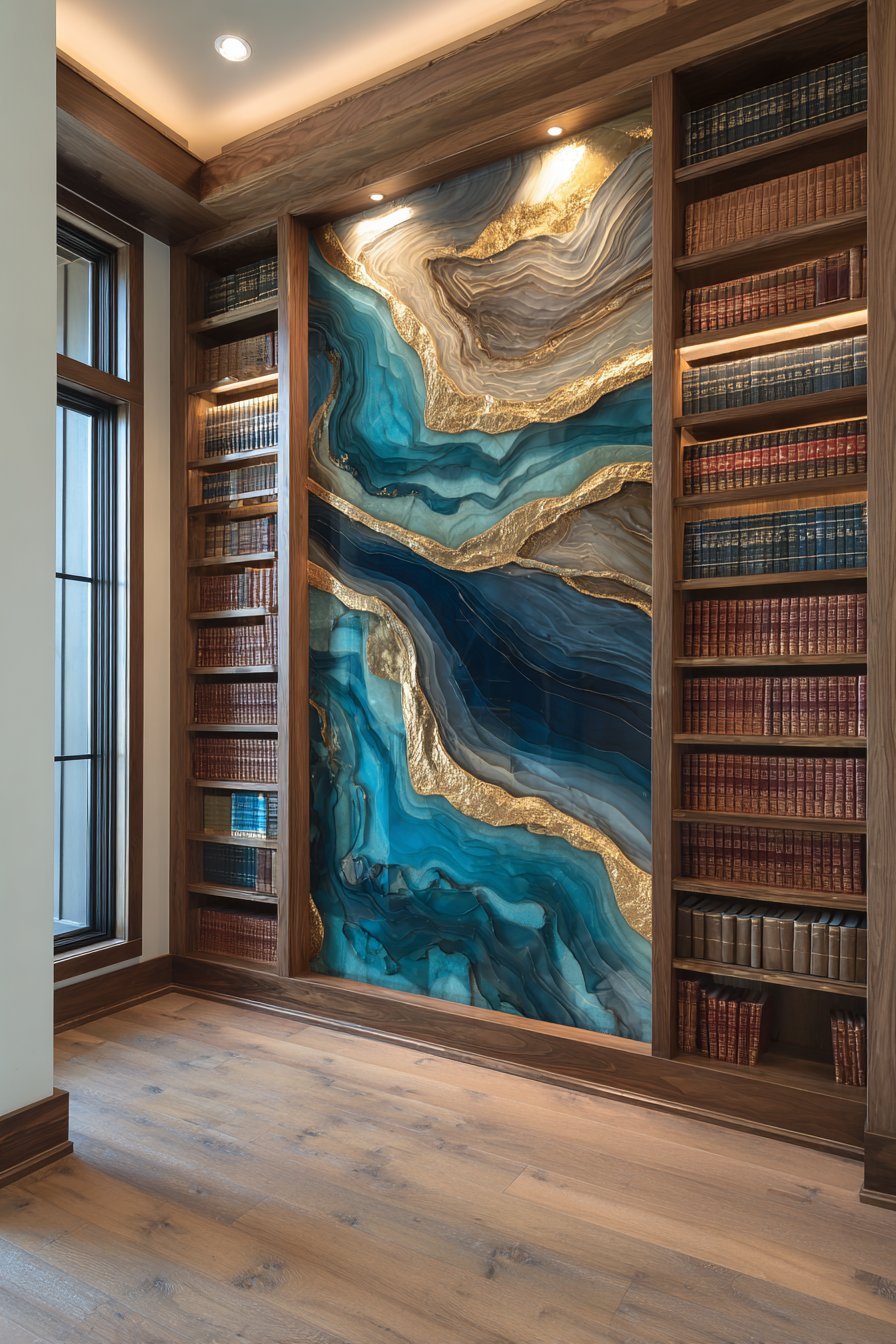 Abstract Resin Art with Gold Leaf