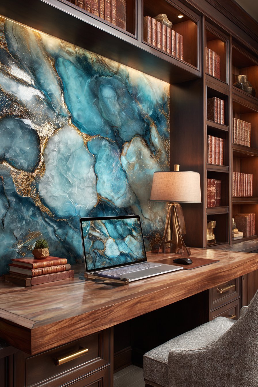 Abstract Resin Art with Gold Leaf