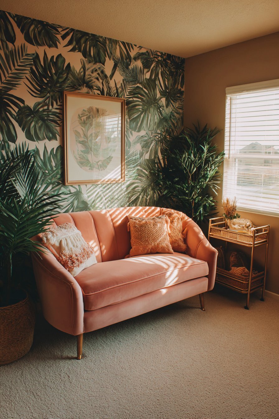 Bold Tropical Leaf Pattern Wallpaper