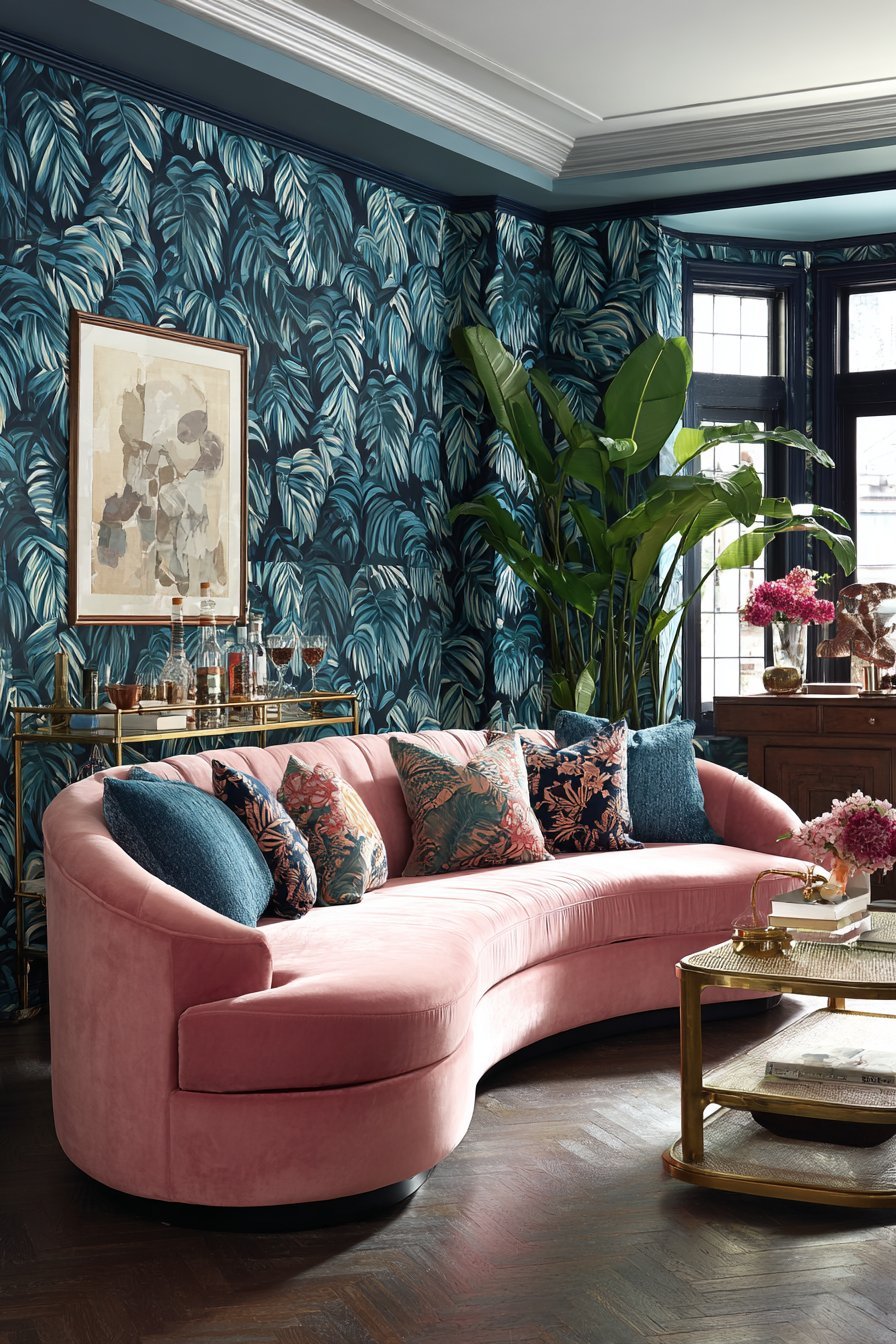 Bold Tropical Leaf Pattern Wallpaper