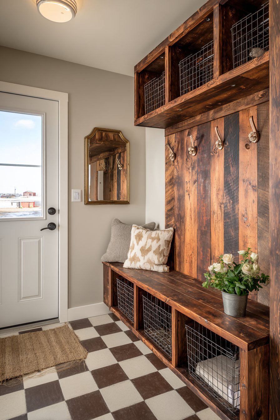 Functional Mudroom with Vintage Lockers