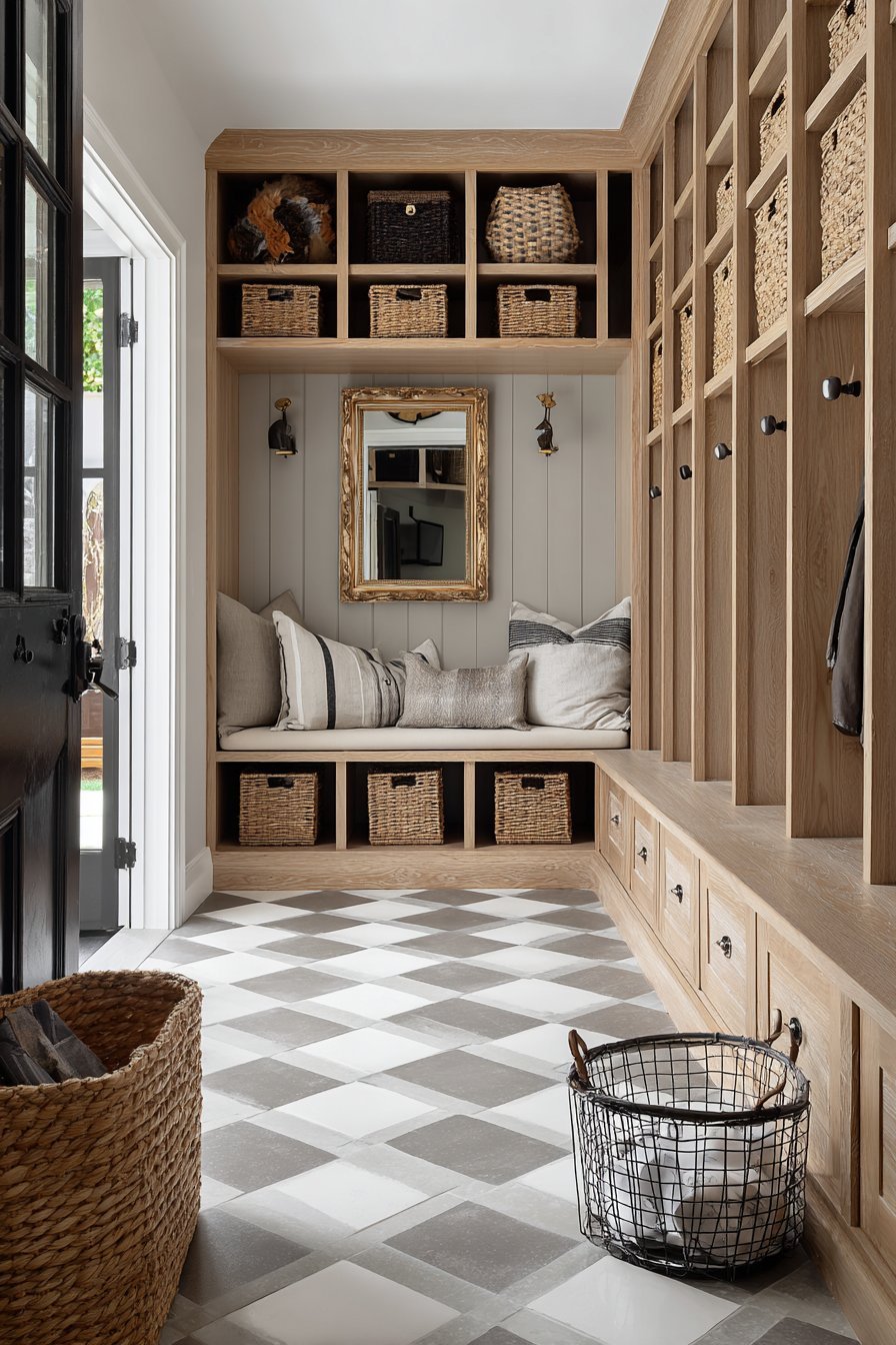 Functional Mudroom with Vintage Lockers