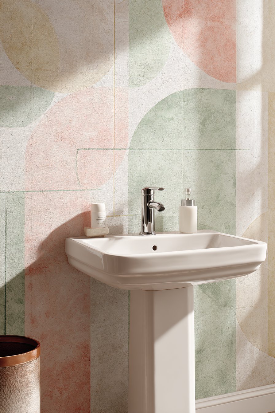 Hand-Painted Geometric Mural