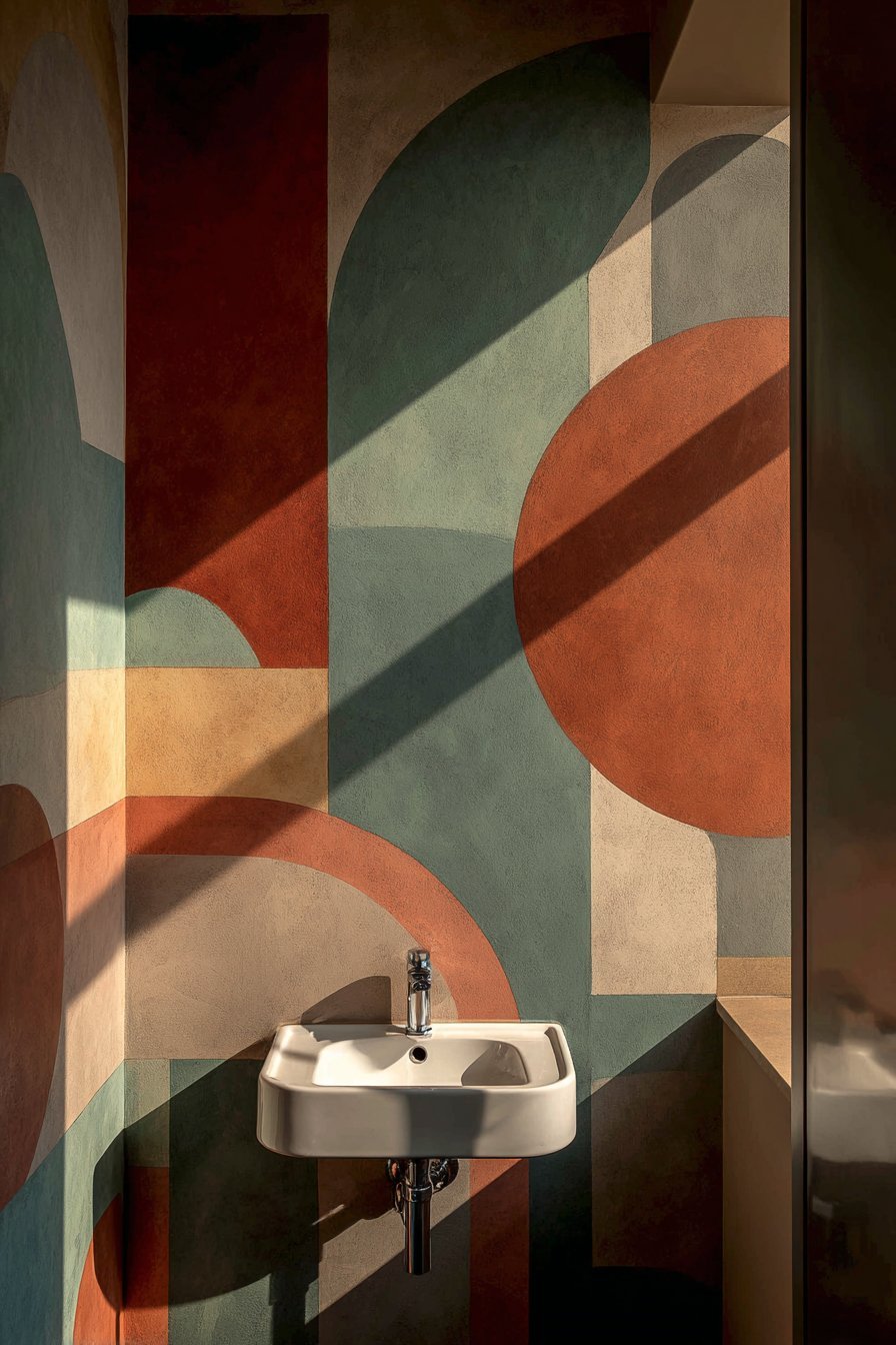 Hand-Painted Geometric Mural