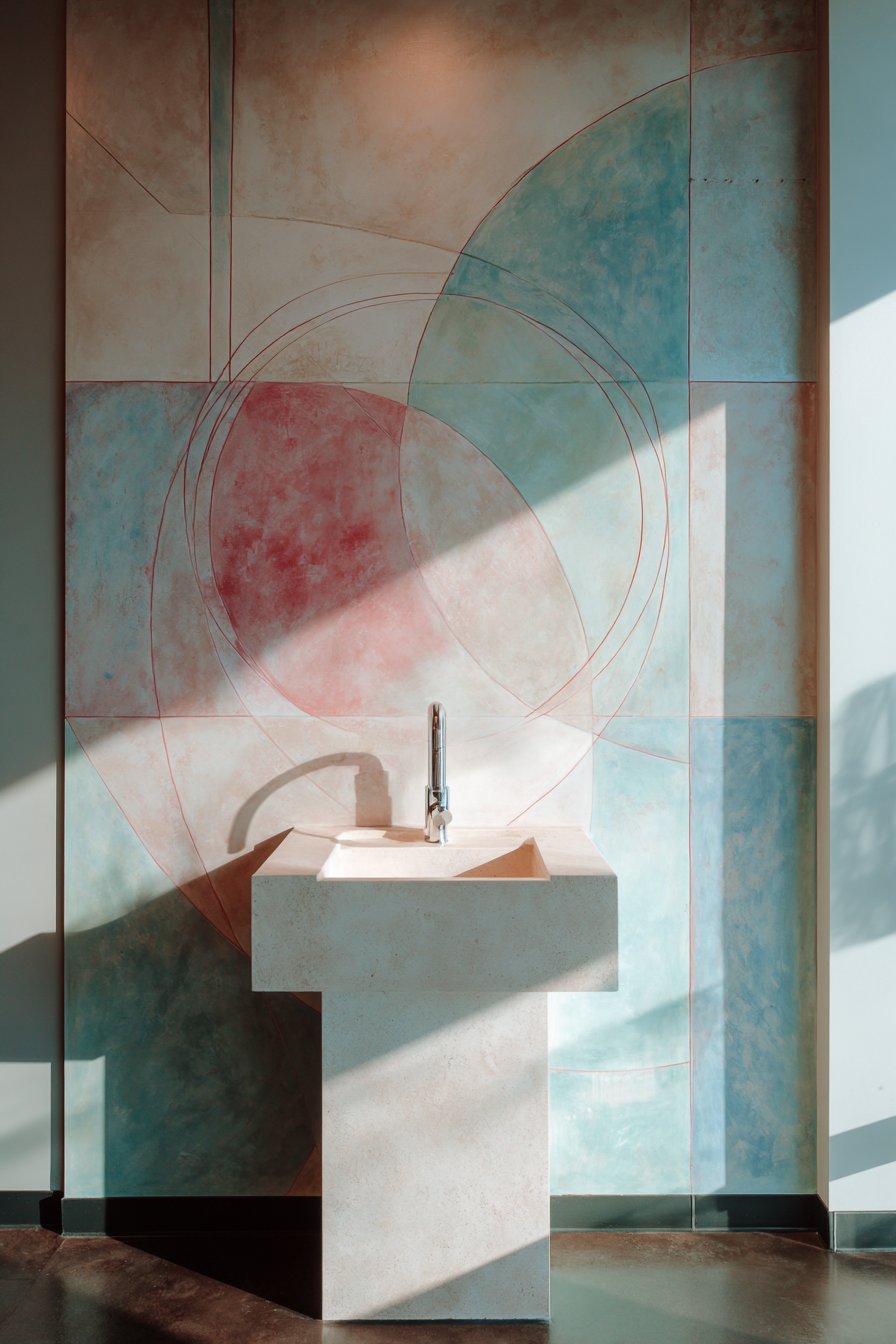 Hand-Painted Geometric Mural