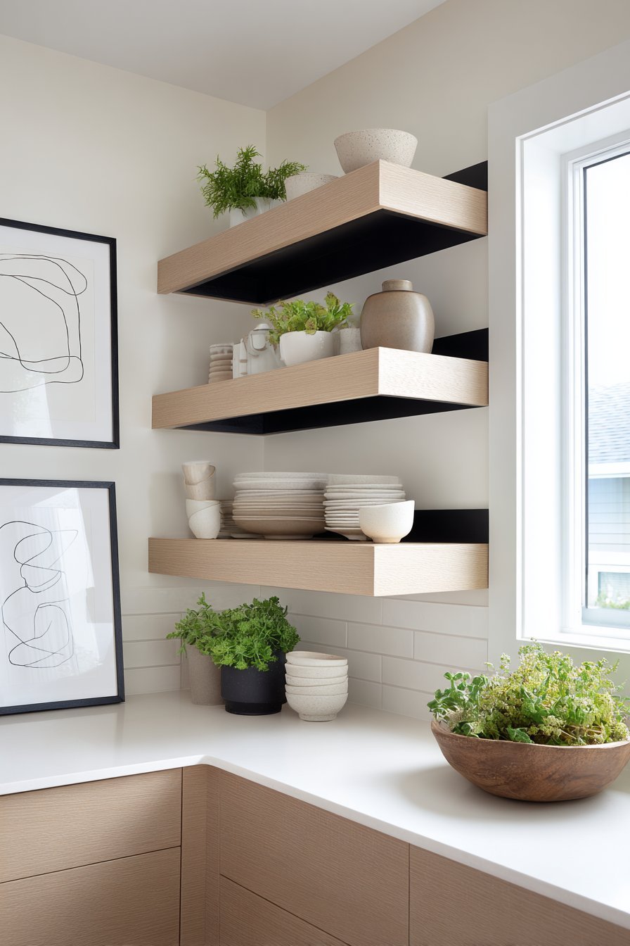 Modern Kitchen Floating Shelf Styling