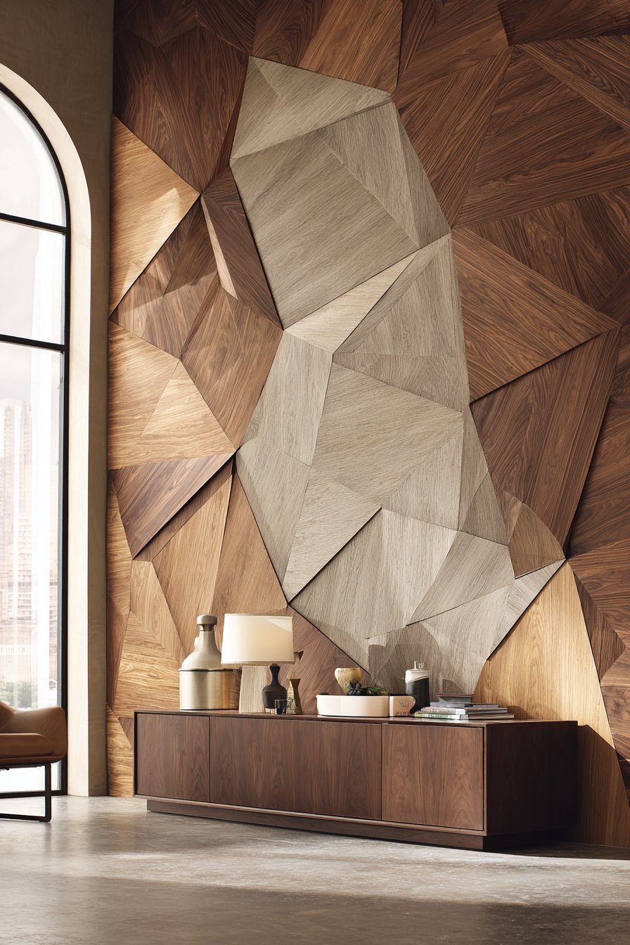 Mid-Century Geometric Wood Sculpture