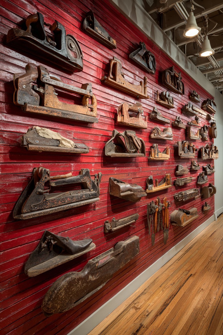 Vintage Tool Pegboard Workshop Display