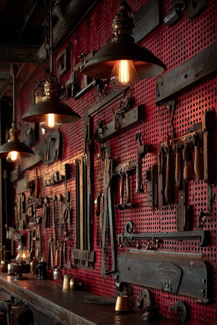 Vintage Tool Pegboard Workshop Display