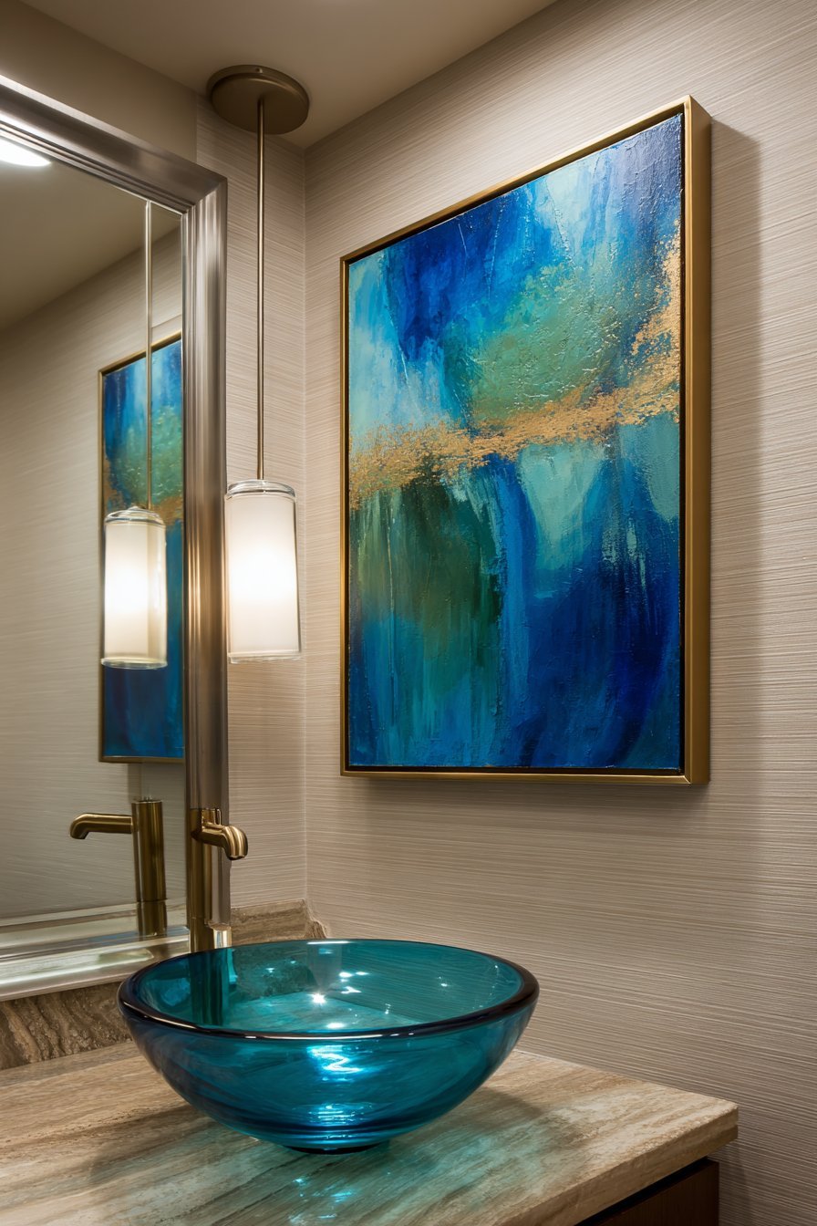 Jewel-Toned Abstract with Gold Leaf Accents