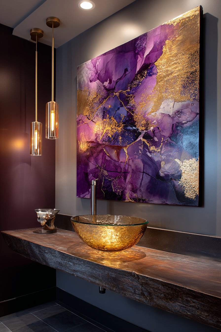 Jewel-Toned Abstract with Gold Leaf Accents