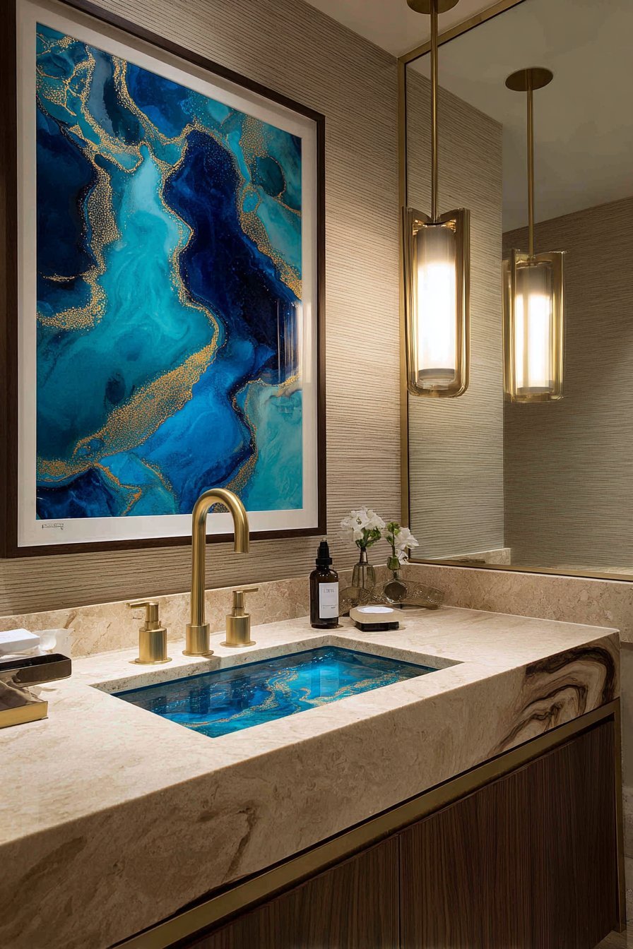 Jewel-Toned Abstract with Gold Leaf Accents