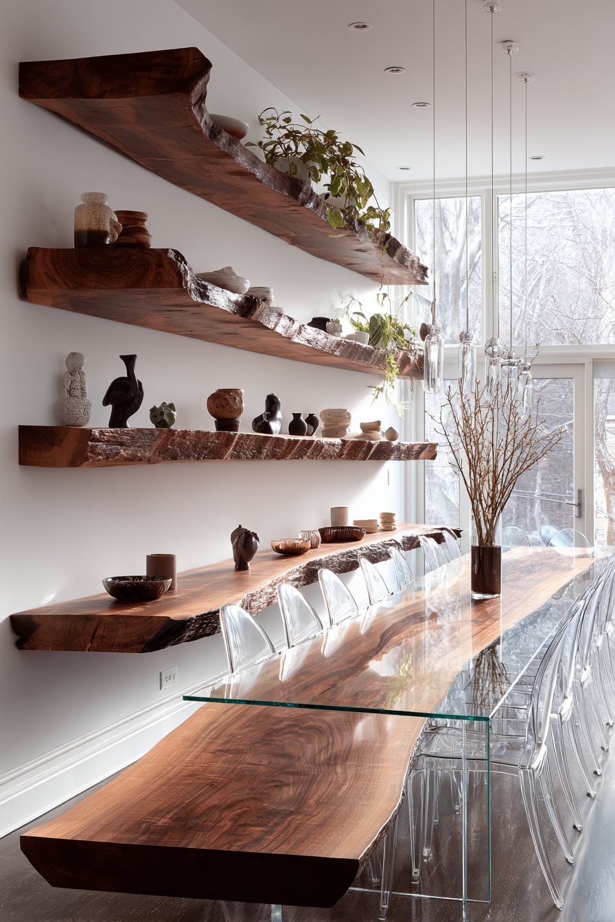 Live-Edge Floating Shelves