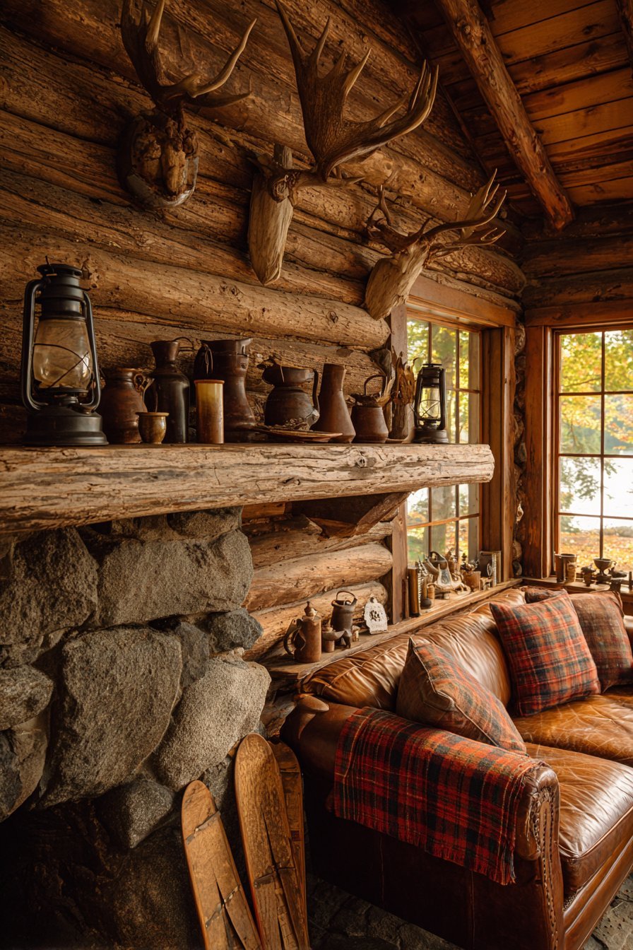 Rustic Lodge Mounted Antler Display