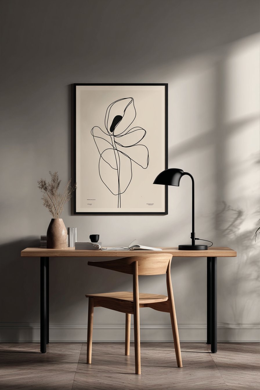 Black Ink Botanical Line Drawing