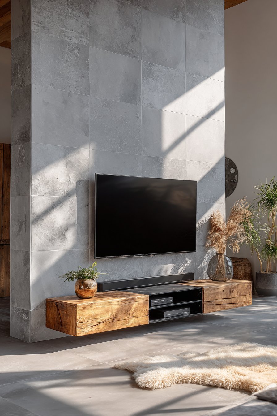 Contemporary Concrete-Texture Porcelain Divider