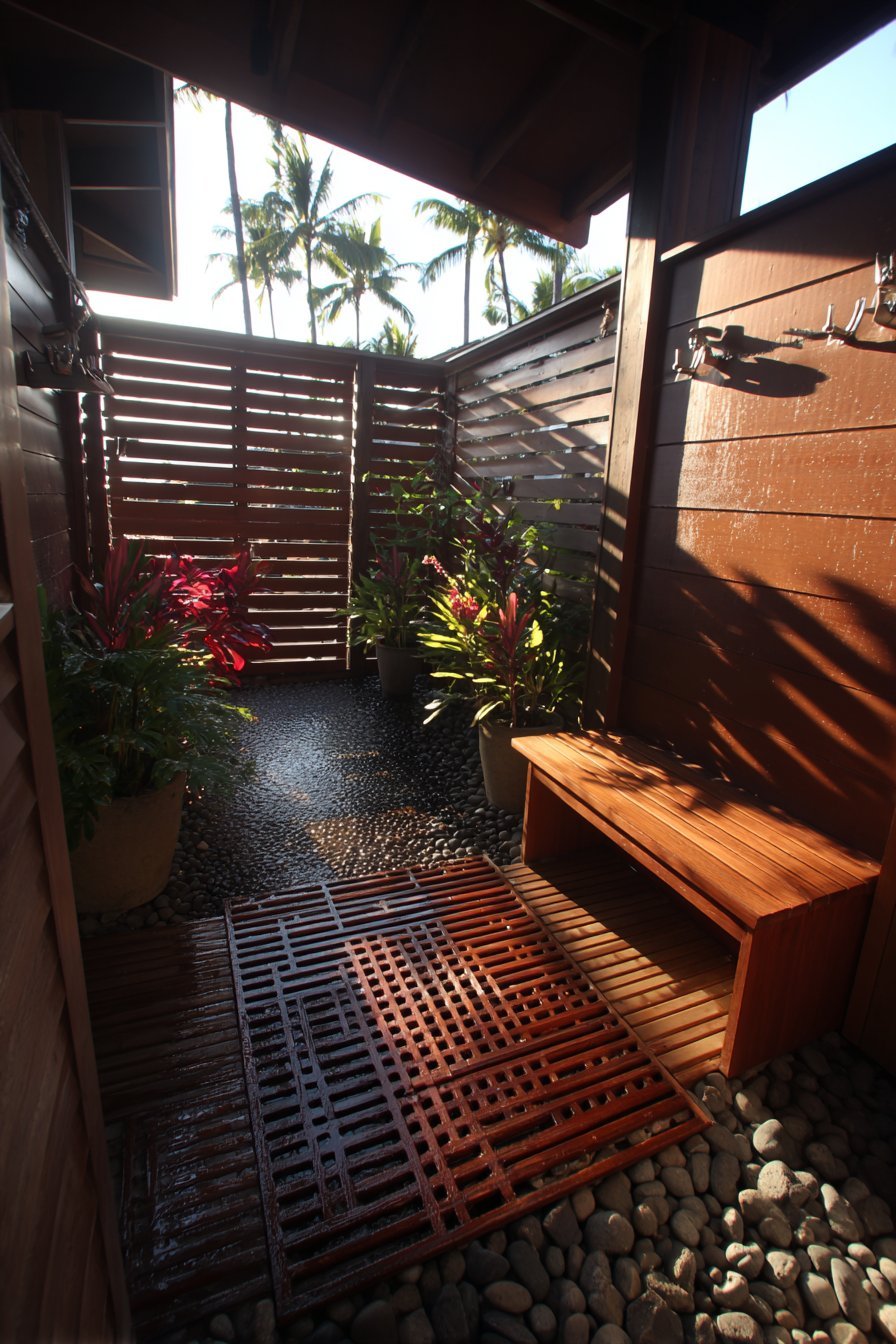 Outdoor Shower with Cedar Privacy