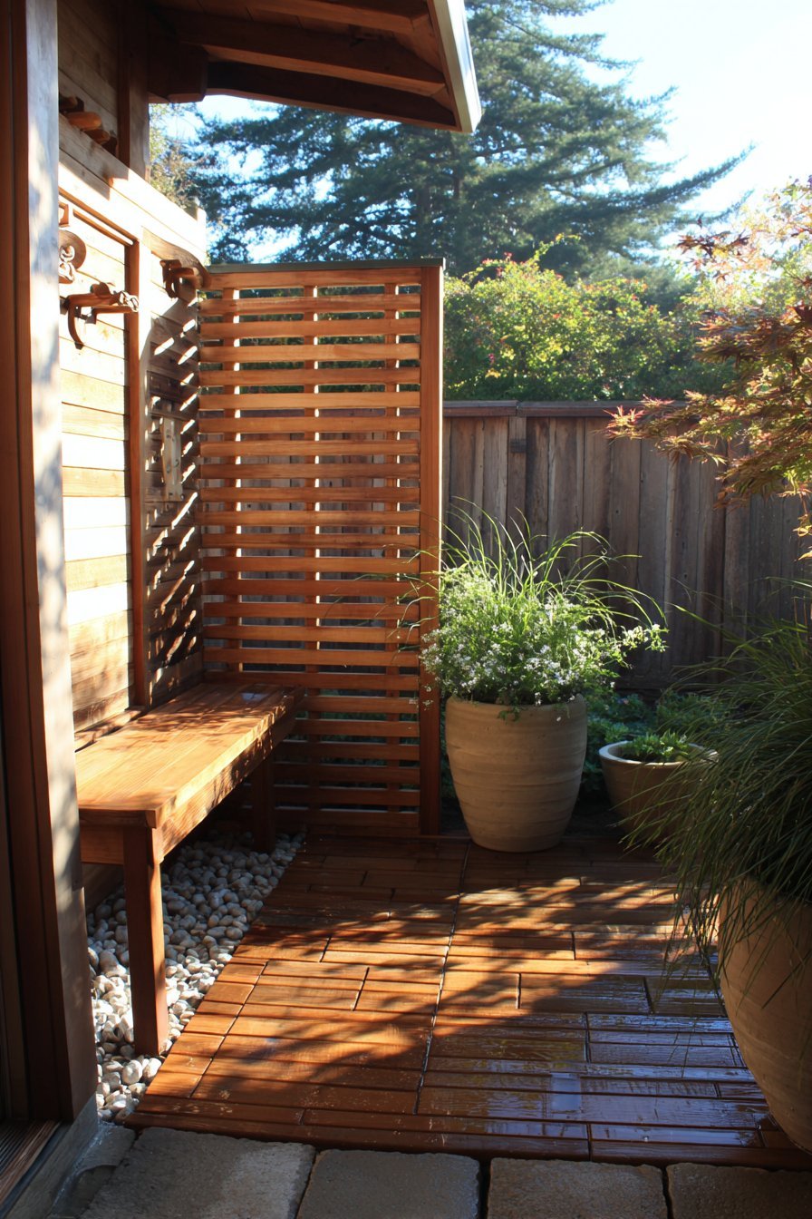 Outdoor Shower with Cedar Privacy