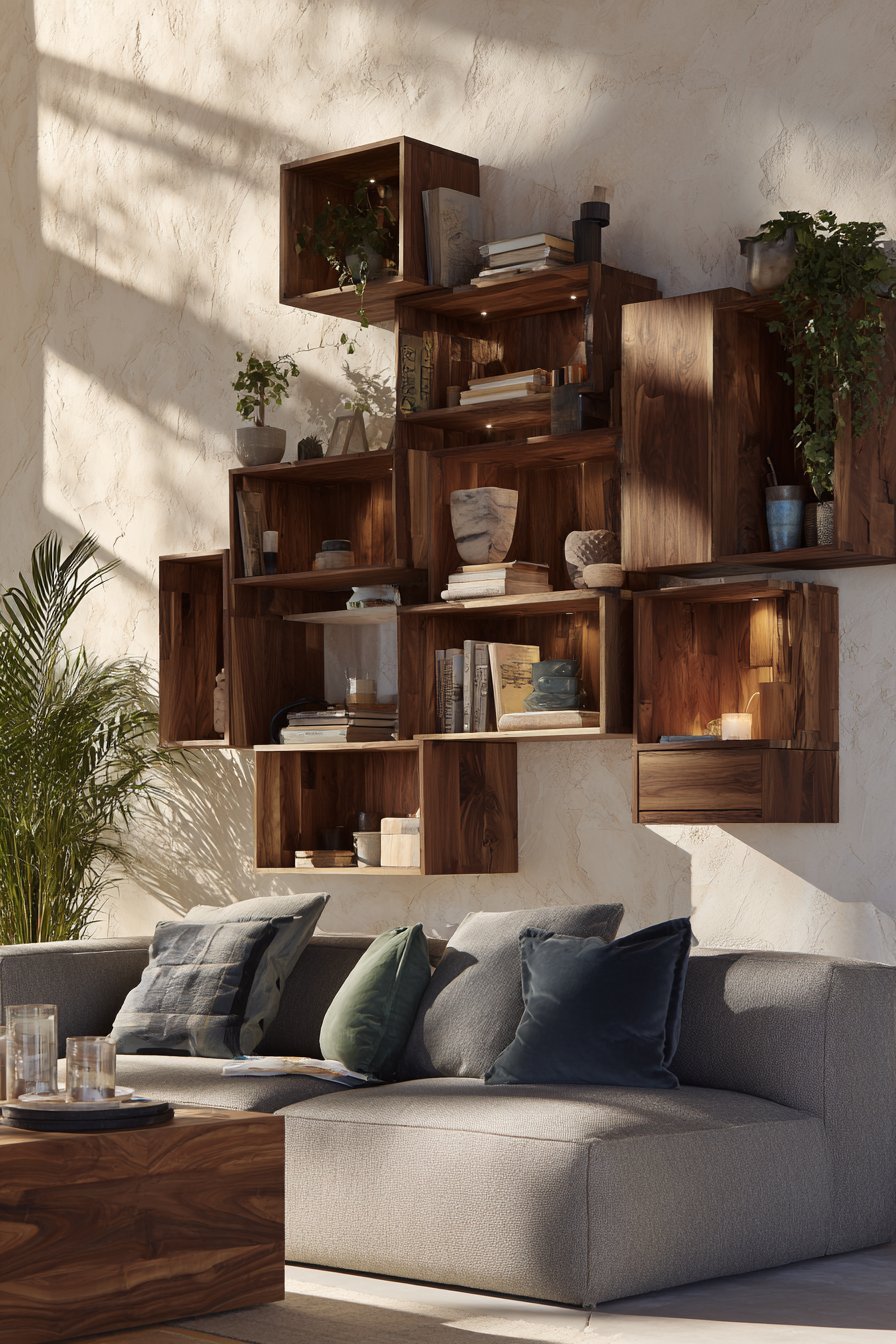 Floating Wooden Box Sculptural Display