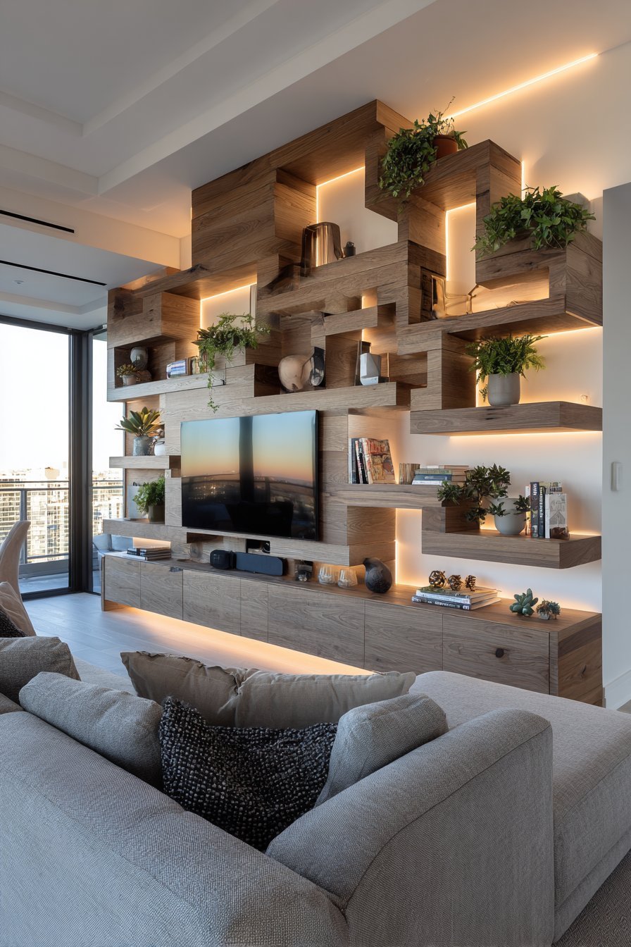 Floating Wooden Box Sculptural Display