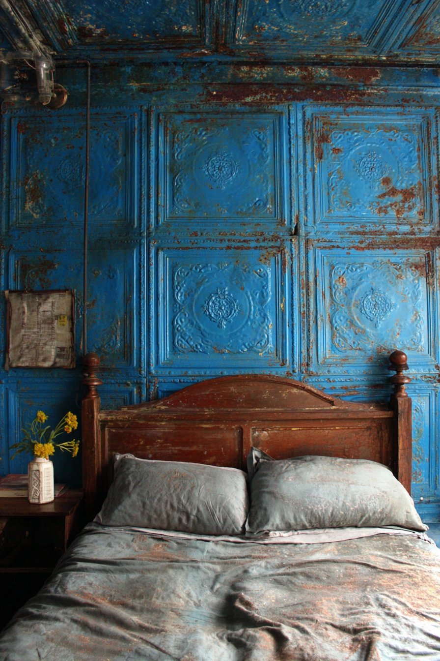 Repurposed Tin Ceiling Tiles Accent Wall