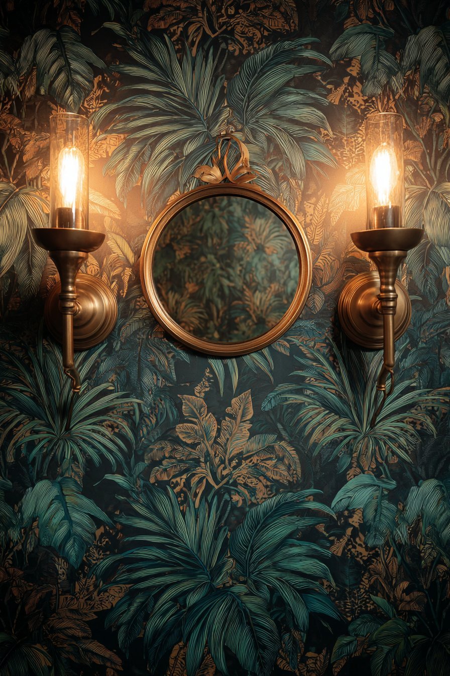 Bold Tropical Wallpaper with Brass Accents