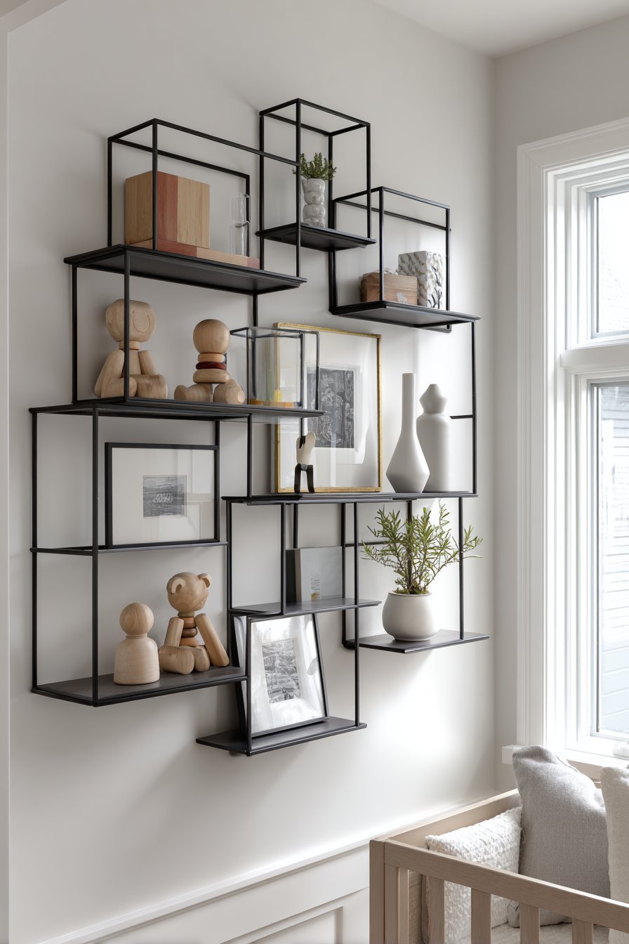 Contemporary Eclectic Asymmetrical Geometric Shelves